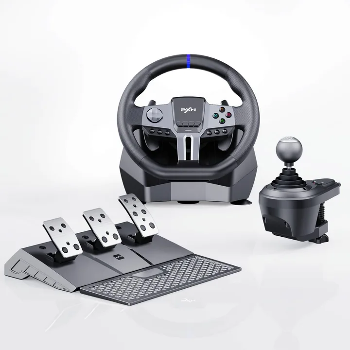 PXN - V9 Gen2 Racing Wheel - 270&900° Car Sim, 3 Pedals, H Shifter, APP Support, Vibration Feedback - Gaming Steering Wheel for PC, PS3, PS4, Xbox One, Xbox Series X/S