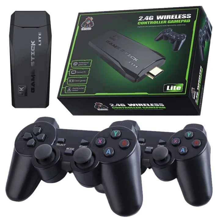Retro Game Stick with Built-in 20,000+ Games 9 Emulators, 4K HDMI Output and 2.4GHz Wireless Controller for TV Plug and Play